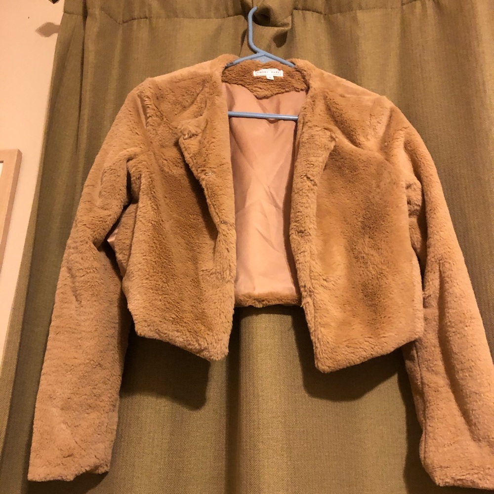 Crop teddy jacket
